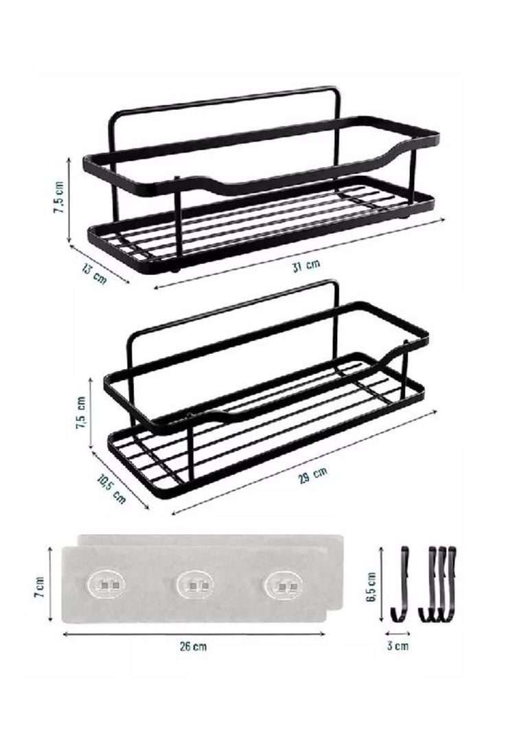 Organizador de Ducha Repisa Baño Adhesivo Set de 2 Inoxidable Negro-1