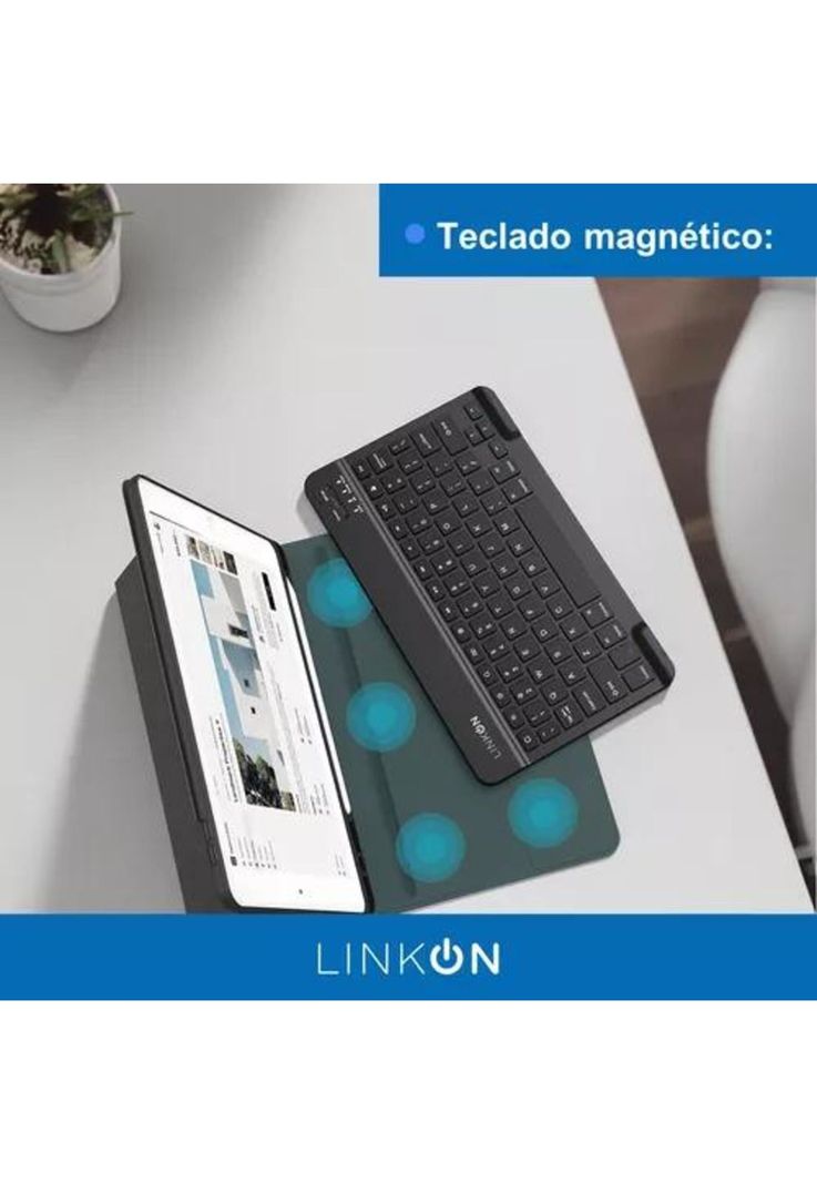 Carcasa funda con teclado para iPad Linkon 10.2 y 10.9, color negro-3