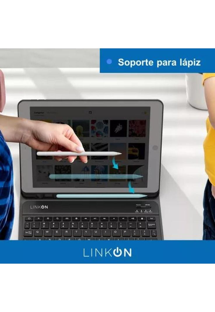 Carcasa funda con teclado para iPad Linkon 10.2 y 10.9, color negro-4