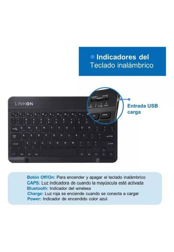 Carcasa funda con teclado para iPad Linkon 10.2 y 10.9, color negro-5