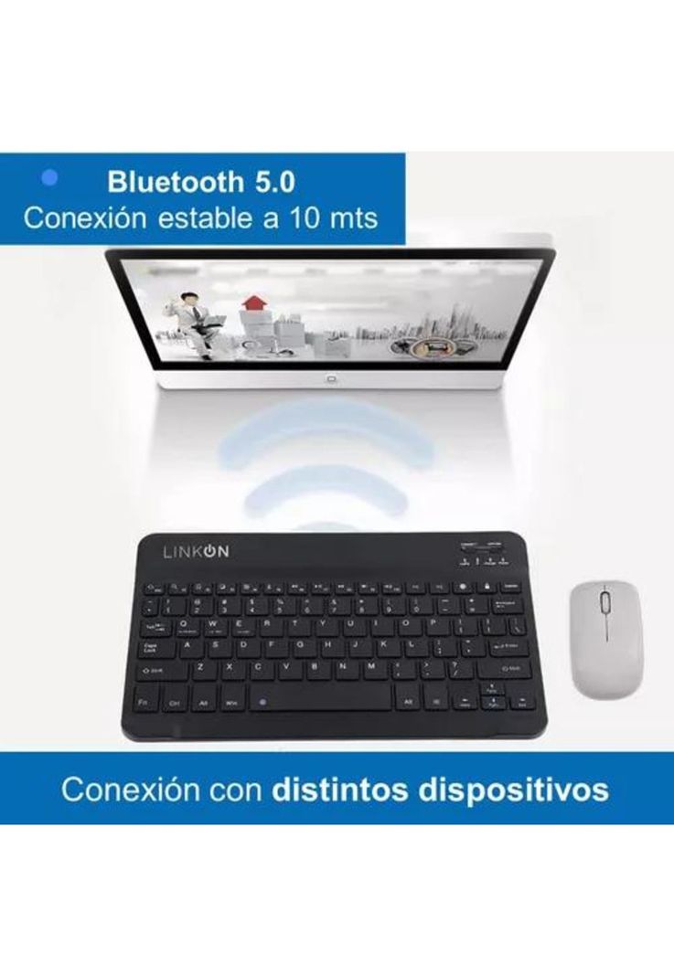 Carcasa funda con teclado para iPad Linkon 10.2 y 10.9, color negro-6