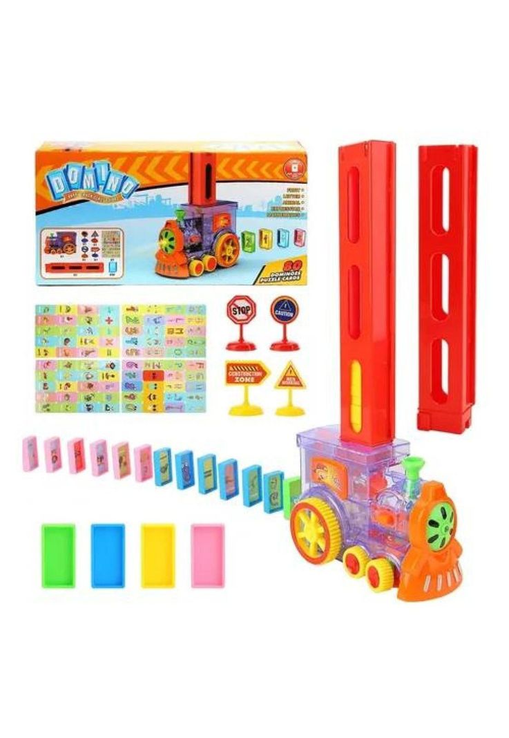 Tren juguete dominó automático, juego para niños y niñas, personaje rojo-0