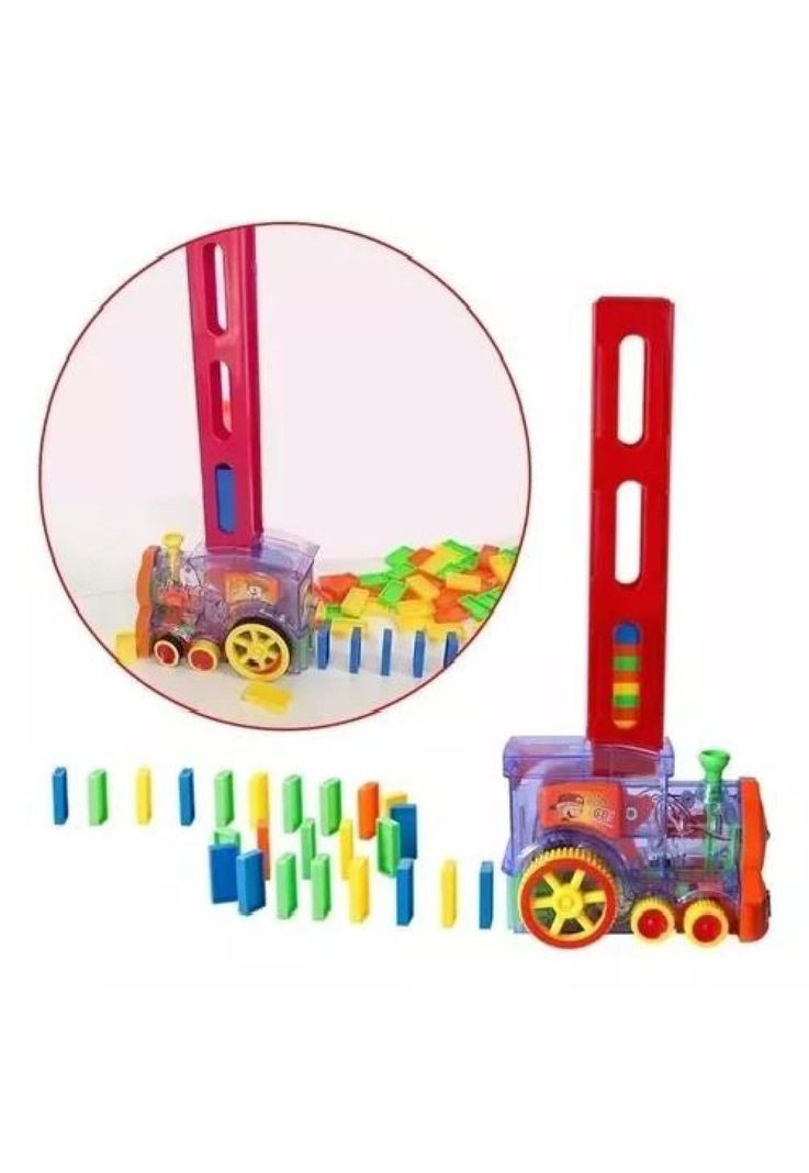 Tren juguete dominó automático, juego para niños y niñas, personaje rojo-1