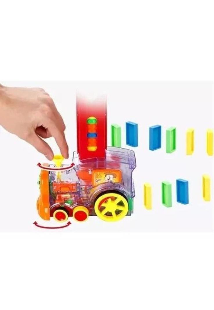 Tren juguete dominó automático, juego para niños y niñas, personaje rojo-2