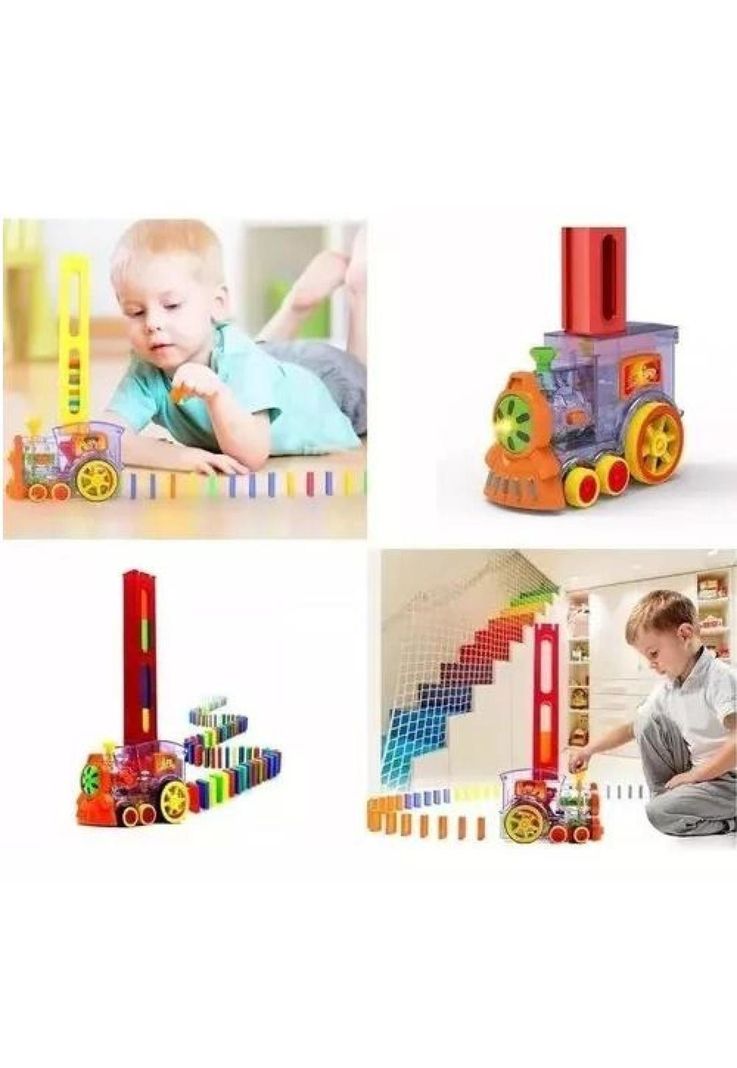 Tren juguete dominó automático, juego para niños y niñas, personaje rojo-3