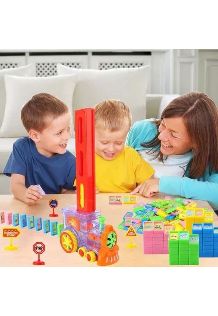 Tren juguete dominó automático, juego para niños y niñas, personaje rojo-6
