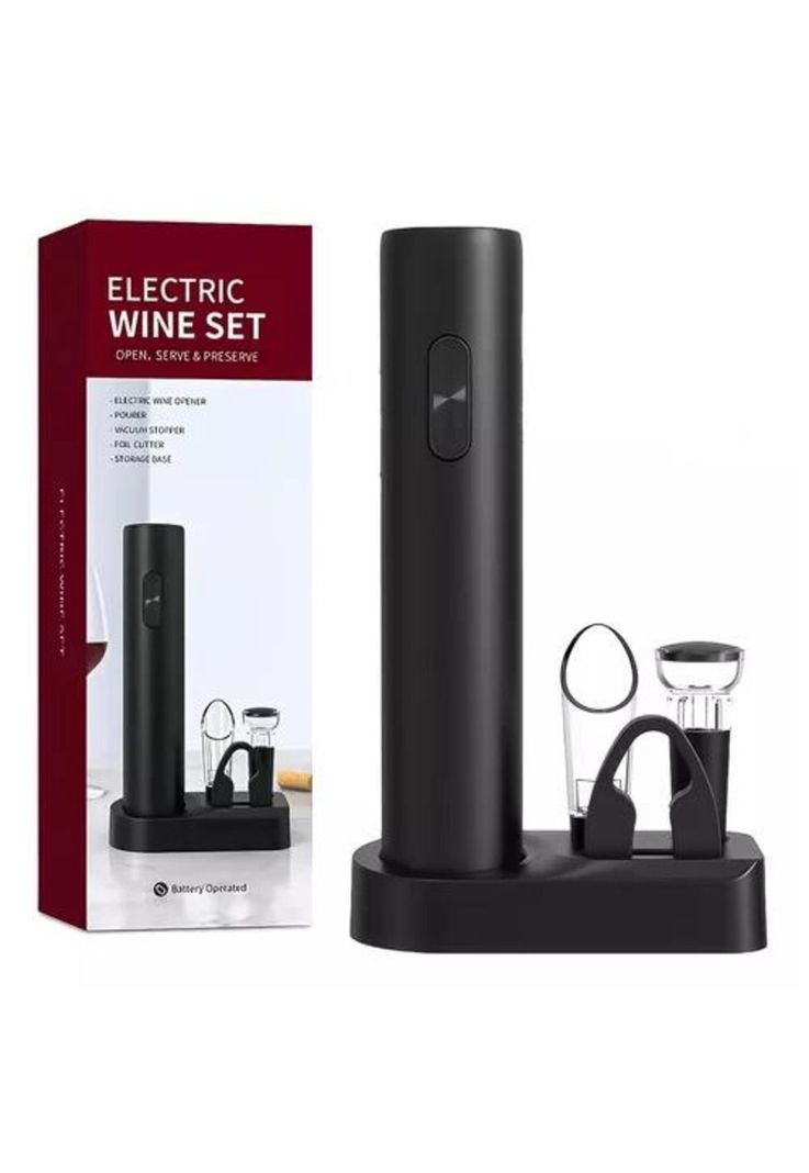 Sacacorcho descorchador de vino eléctrico a batería negro-0