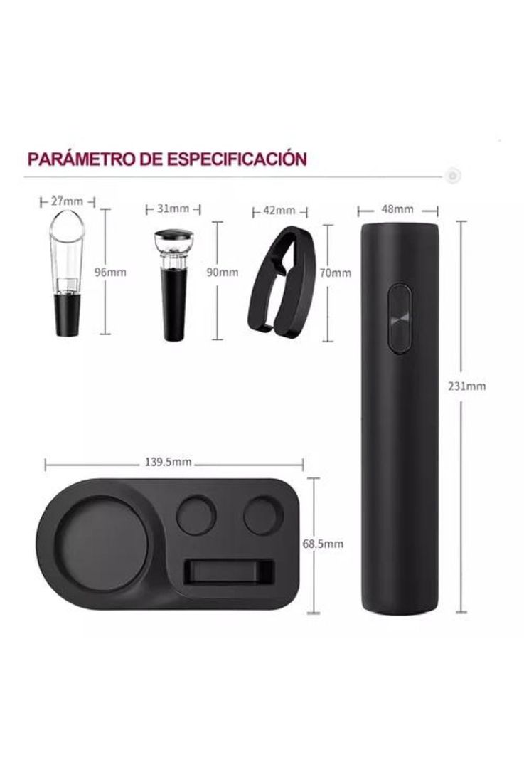 Sacacorcho descorchador de vino eléctrico a batería negro-1