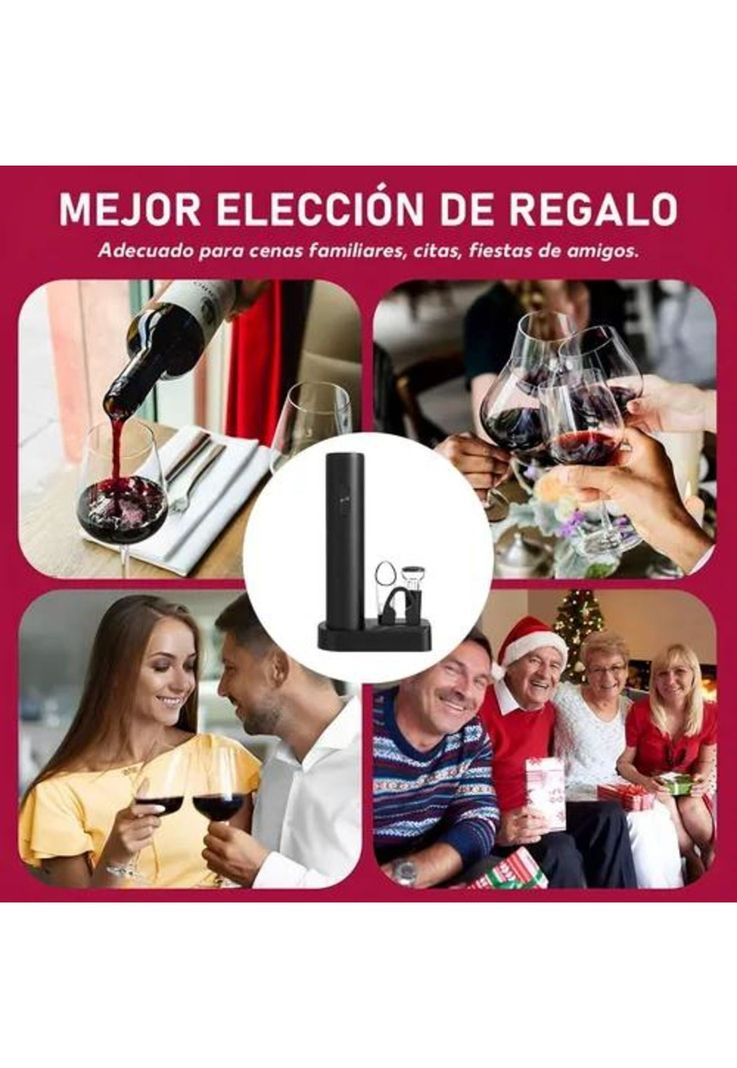 Sacacorcho descorchador de vino eléctrico a batería negro-5