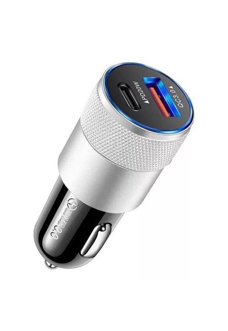 Cargador universal auto camión USB-C carga rápida 3.0 PD 38W plateado-0