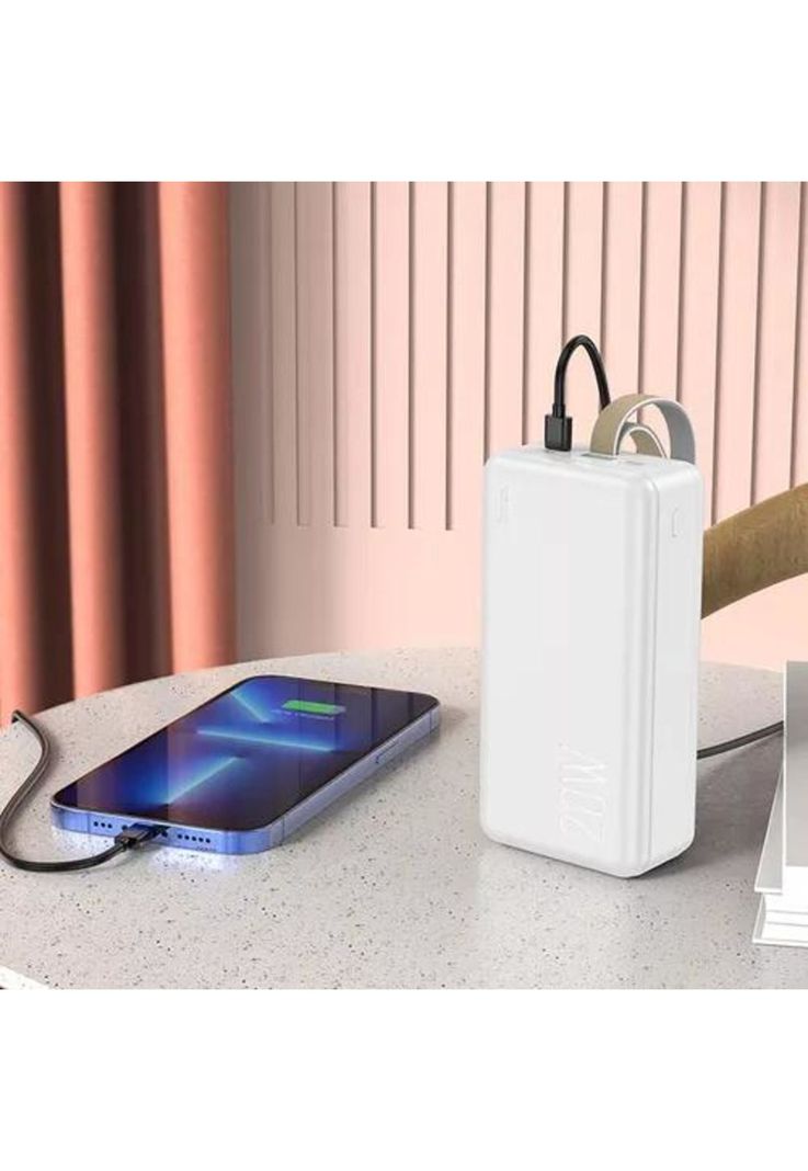 Hoco power bank 30,000 mAh J87B para iPhone y Android, color blanco-2