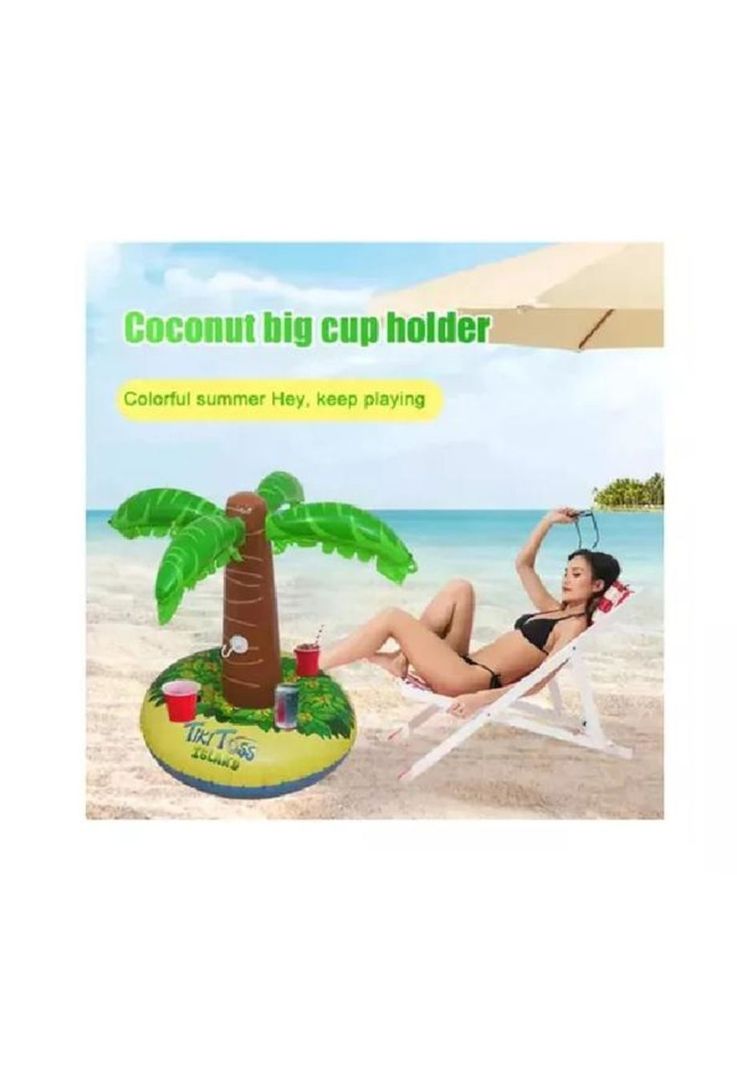 Flotador inflable palmera posa vaso multicolor-3