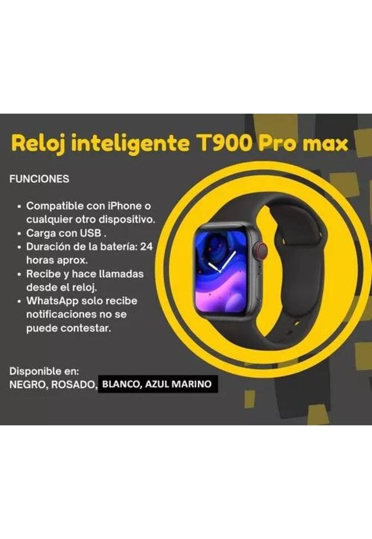 Smart watch T900 Promax, estilo y tecnología en tu muñeca, color negro-5
