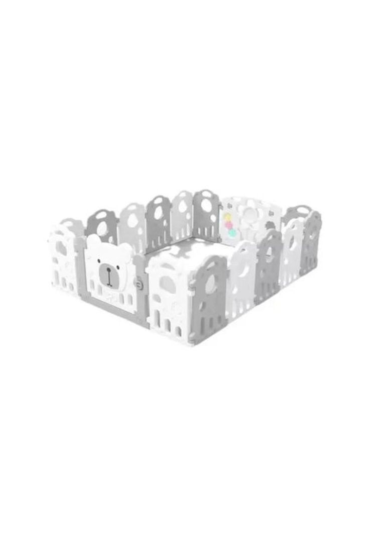 Corral plegable para bebé armable con paneles de seguridad, gris-0