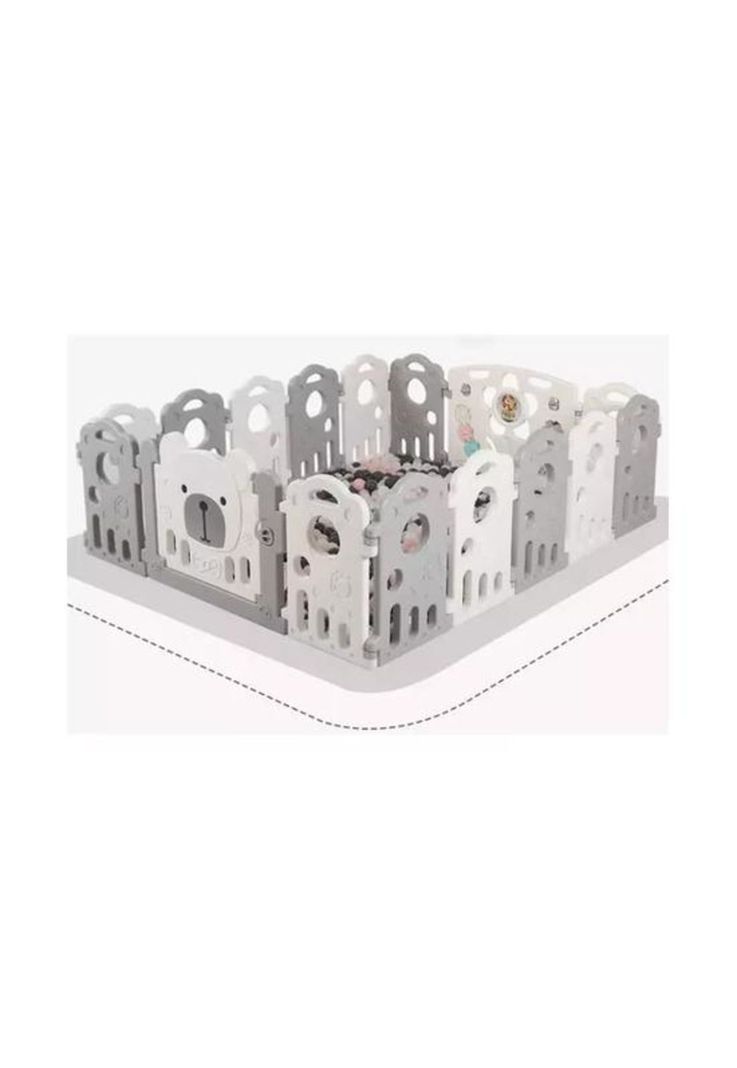 Corral plegable para bebé armable con paneles de seguridad, gris-2