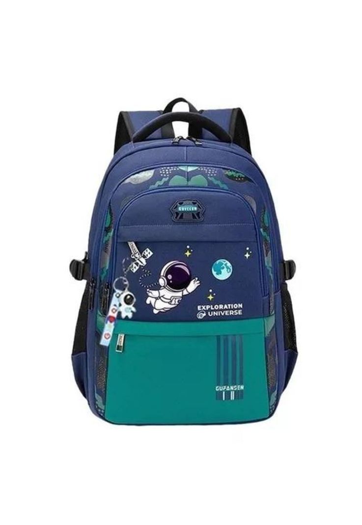 Mochila escolar de espalda para niños, morral notebook color azul-0