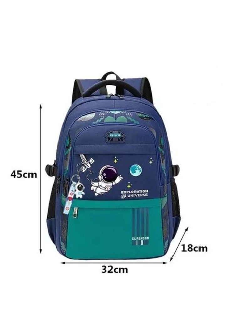 Mochila escolar de espalda para niños, morral notebook color azul-1