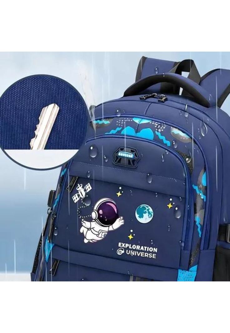 Mochila escolar de espalda para niños, morral notebook color azul-4