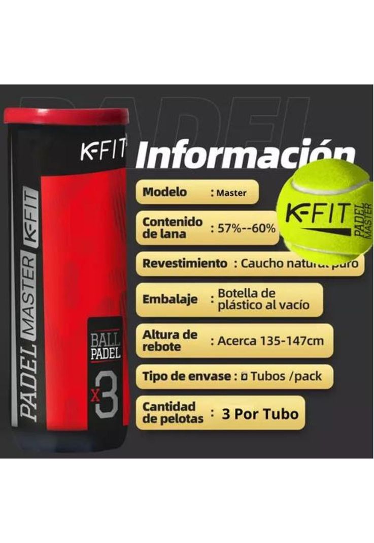 Pack de 6 Tarros de Pelotas de Padel K-Fit - 18 Unidades-2
