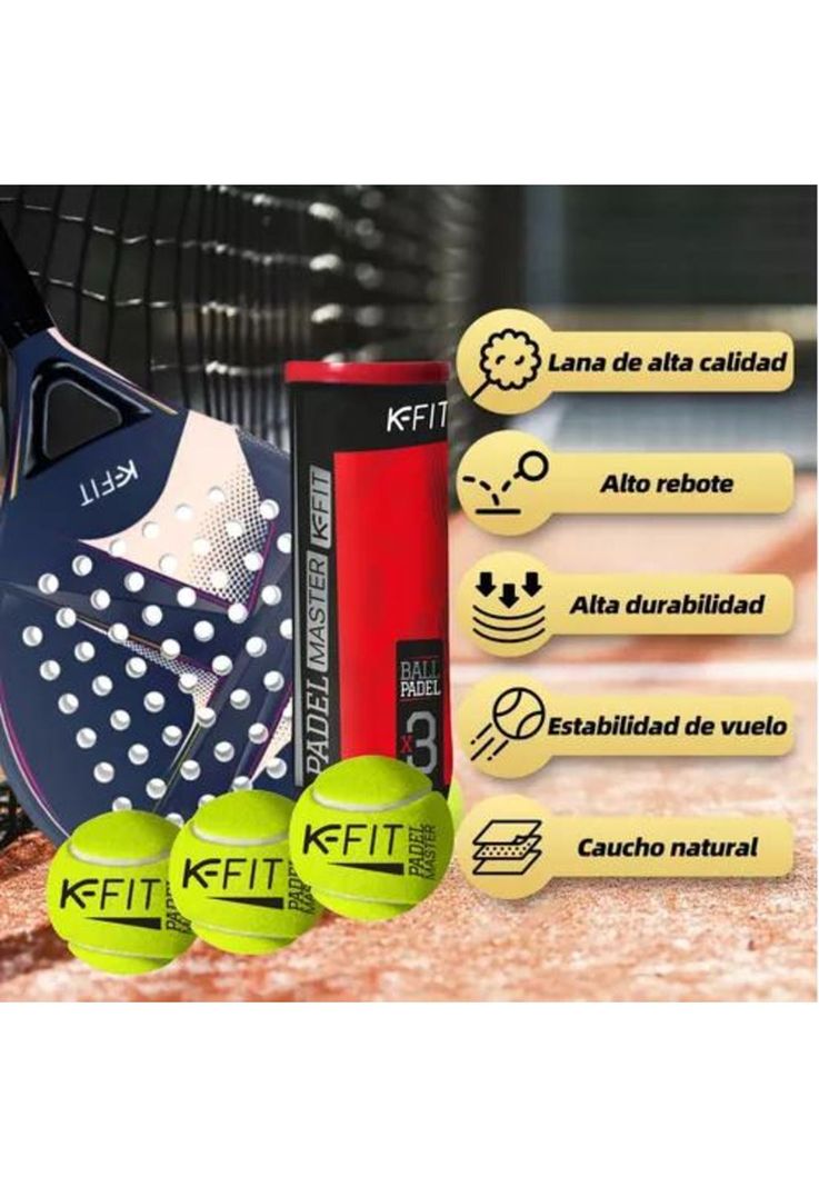 Pack de 6 Tarros de Pelotas de Padel K-Fit - 18 Unidades-5