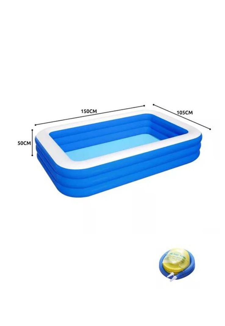 Piscina inflable rectangular + inflador 150x105x50 cm azul-1