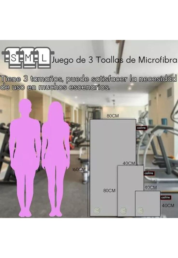 Toallas de microfibra, toalla deportiva, 3 piezas, gris-1