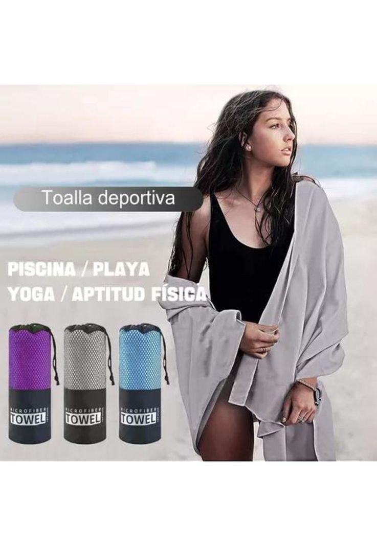 Toallas de microfibra, toalla deportiva, 3 piezas, gris-6