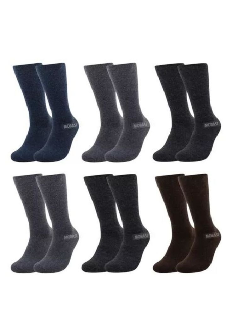 Pack de 6 calcetines térmicos de lana para invierno, gruesos, sin costura, color oscuro-0
