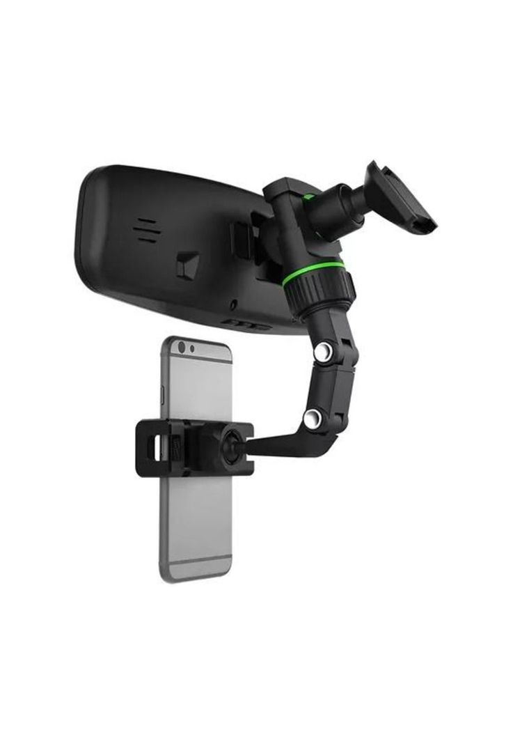 Soporte celular auto, retrovisor universal 360°, color negro-0