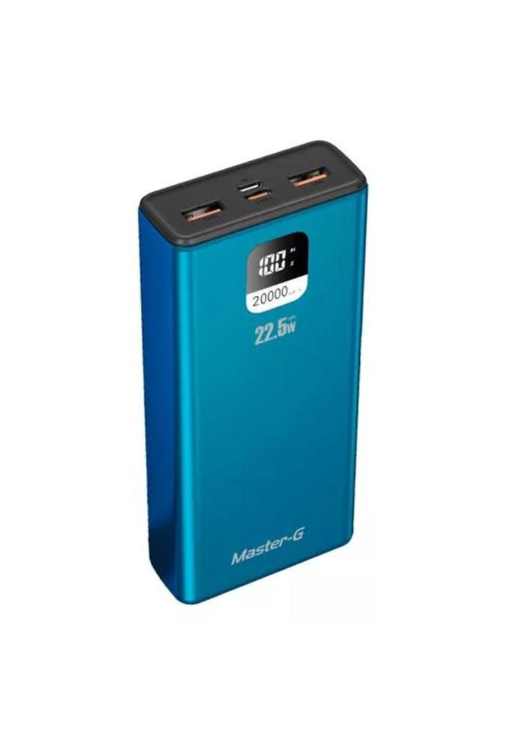 Batería externa power bank 20,000 mAh, 22.5W PD Master-G, color azul-0