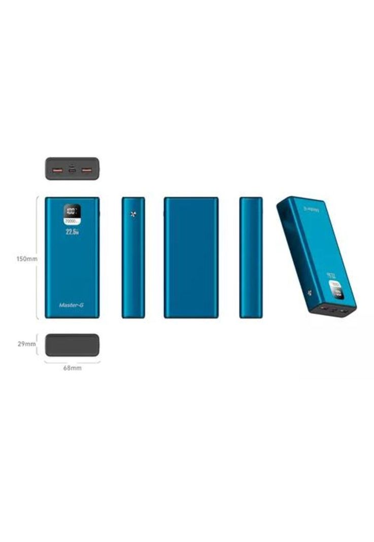 Batería externa power bank 20,000 mAh, 22.5W PD Master-G, color azul-1