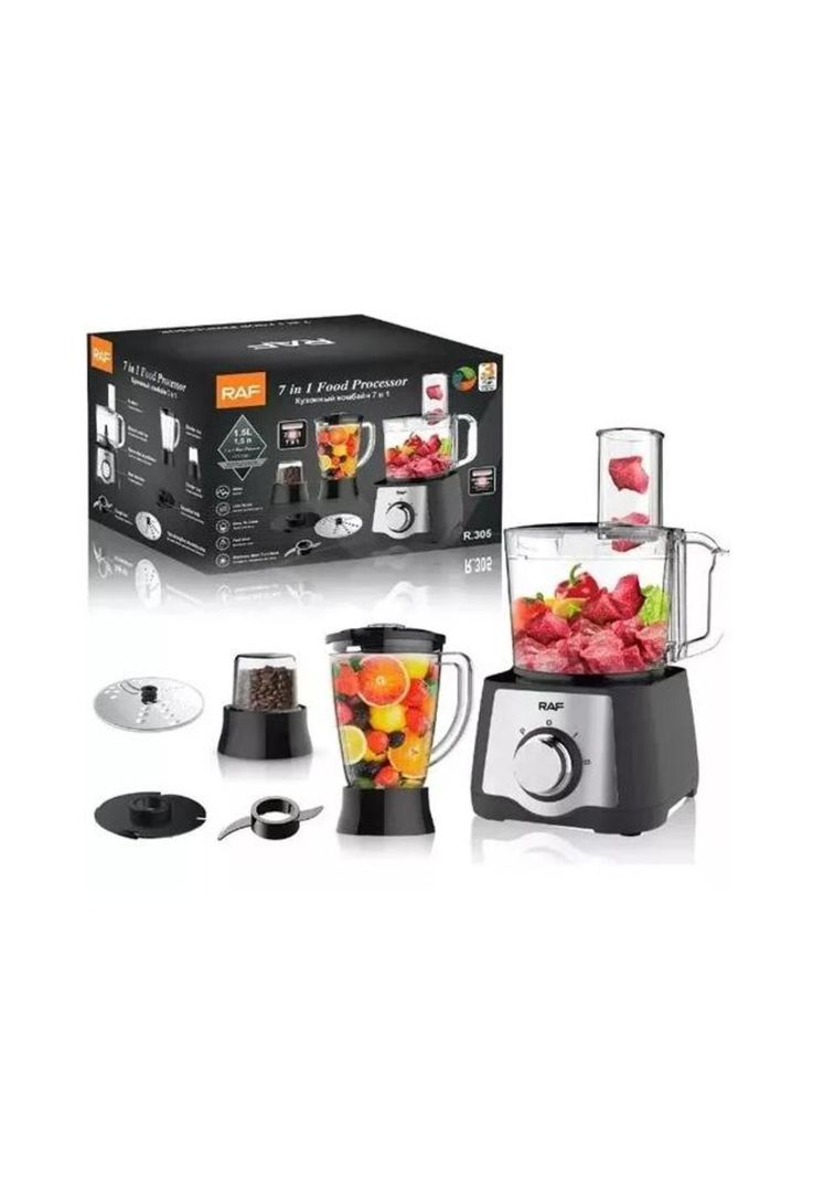 Procesador de alimentos multifuncional 7 en 1 R-305, 600w, color negro-1