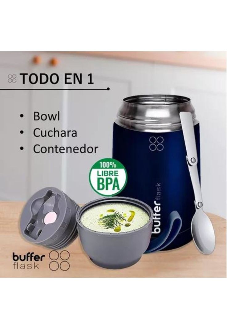 Termo de Comida y Líquido Buffer - Multipropósito, 630 ml + Cuchara-3