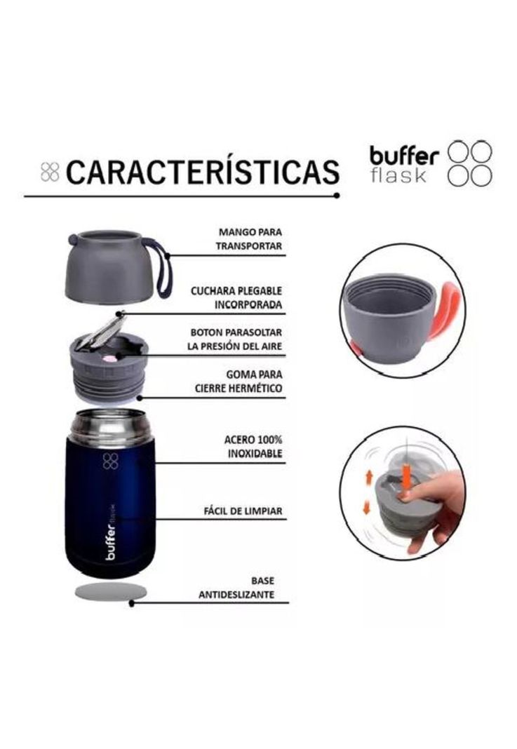 Termo de Comida y Líquido Buffer - Multipropósito, 630 ml + Cuchara-4