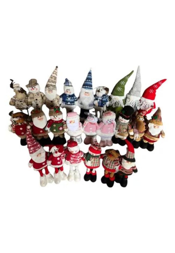 Pack x3 muñecos navideños pata larga pascuero, mono nieve caqui-1