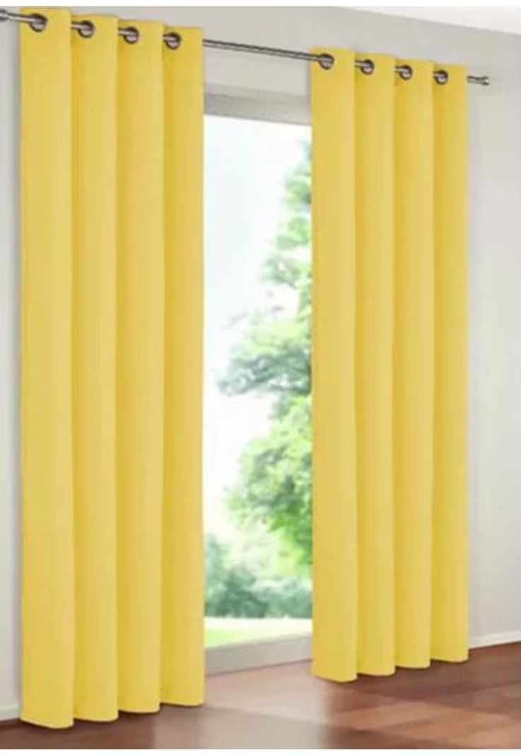 Cortina Blackout 100% 2 Paños 138x226 cm Textura Lino Amarillo-0
