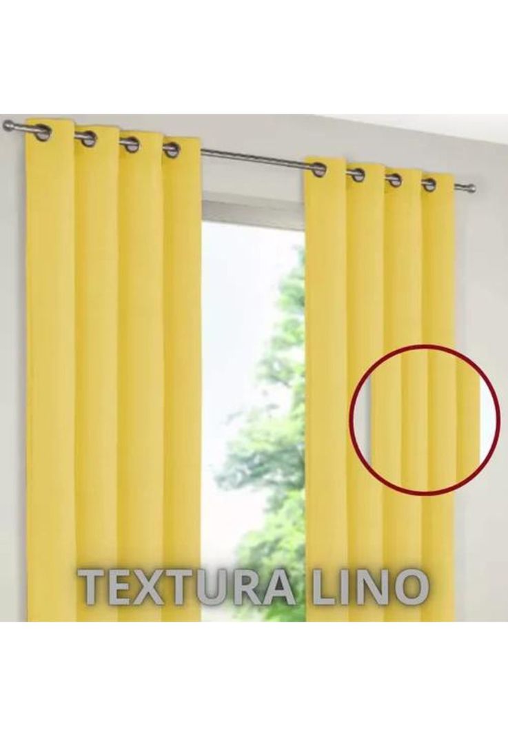 Cortina Blackout 100% 2 Paños 138x226 cm Textura Lino Amarillo-1