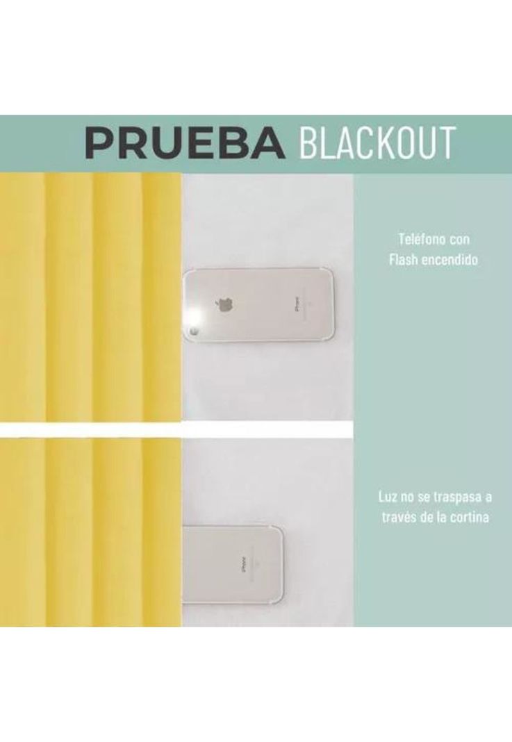 Cortina Blackout 100% 2 Paños 138x226 cm Textura Lino Amarillo-2