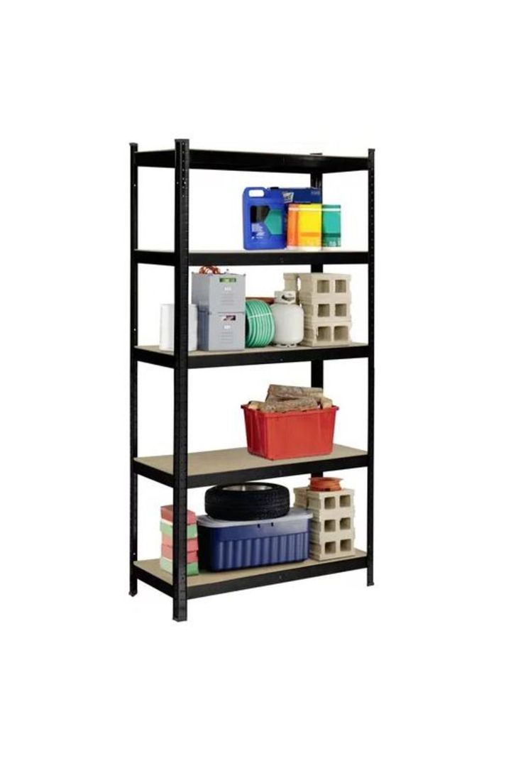 Estante Metálico Negro 5 Niveles Altura Ajustable 180x90x40-1