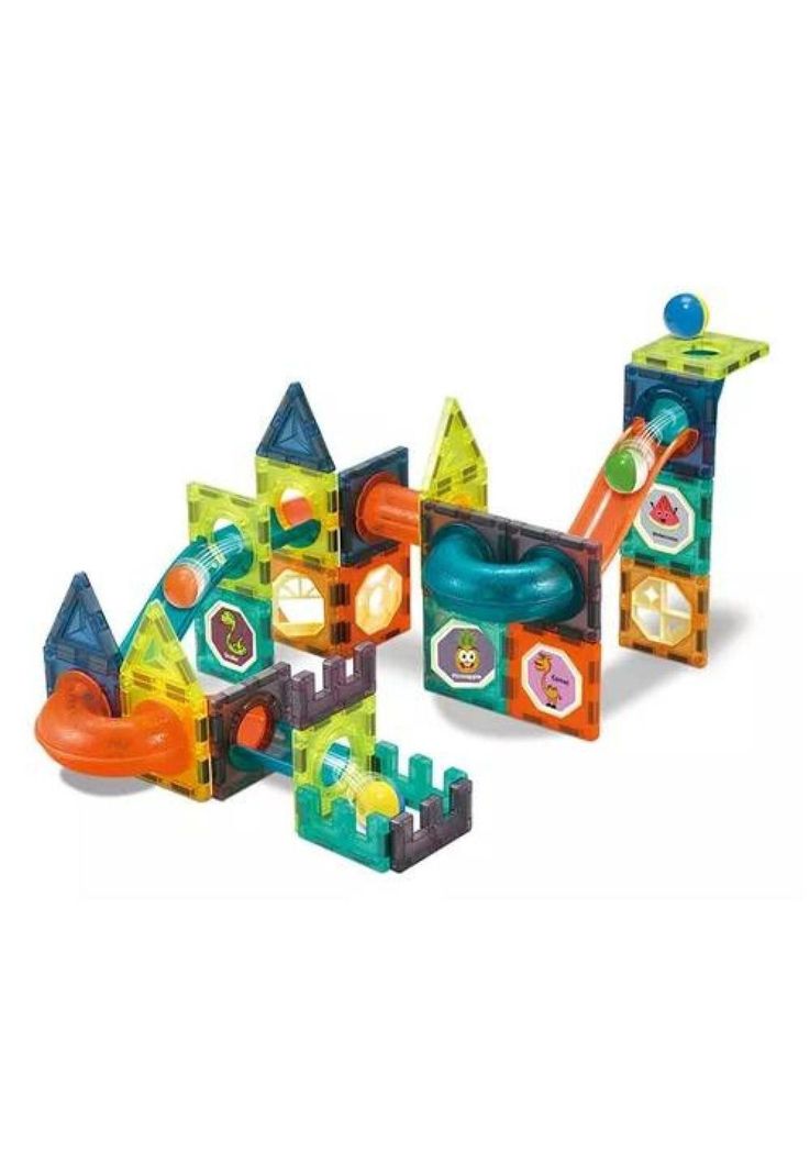 Bloque de construcción magnético con bola, 52 piezas multicolor-2