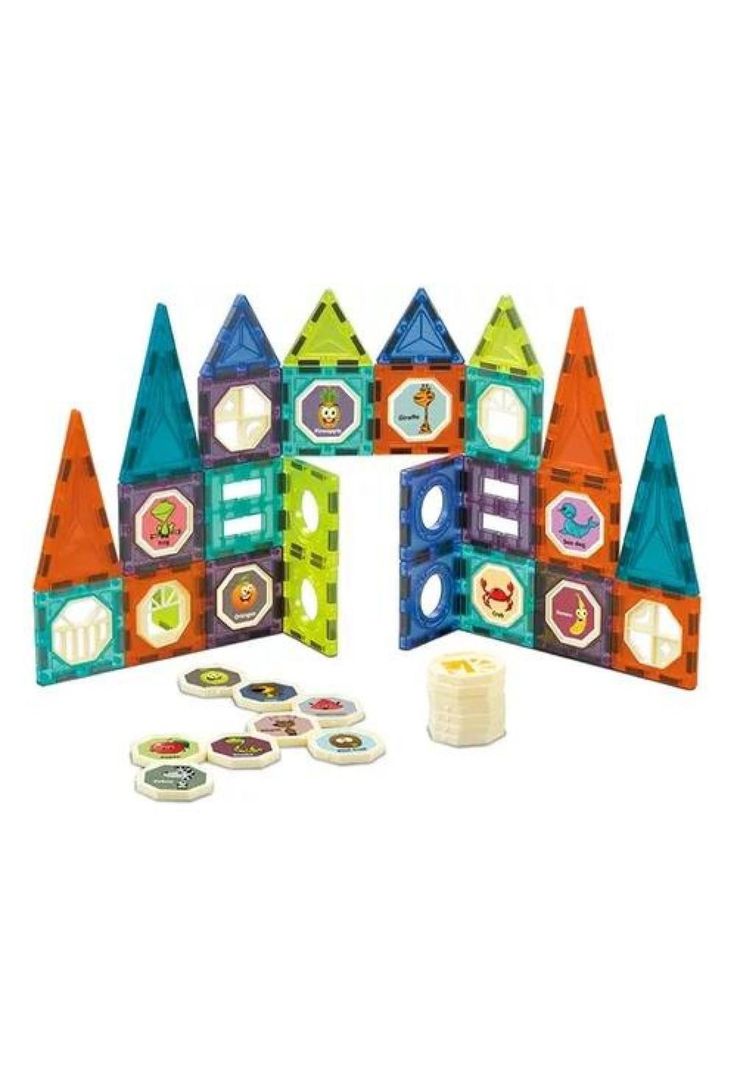 Bloque de construcción magnético con bola, 52 piezas multicolor-3