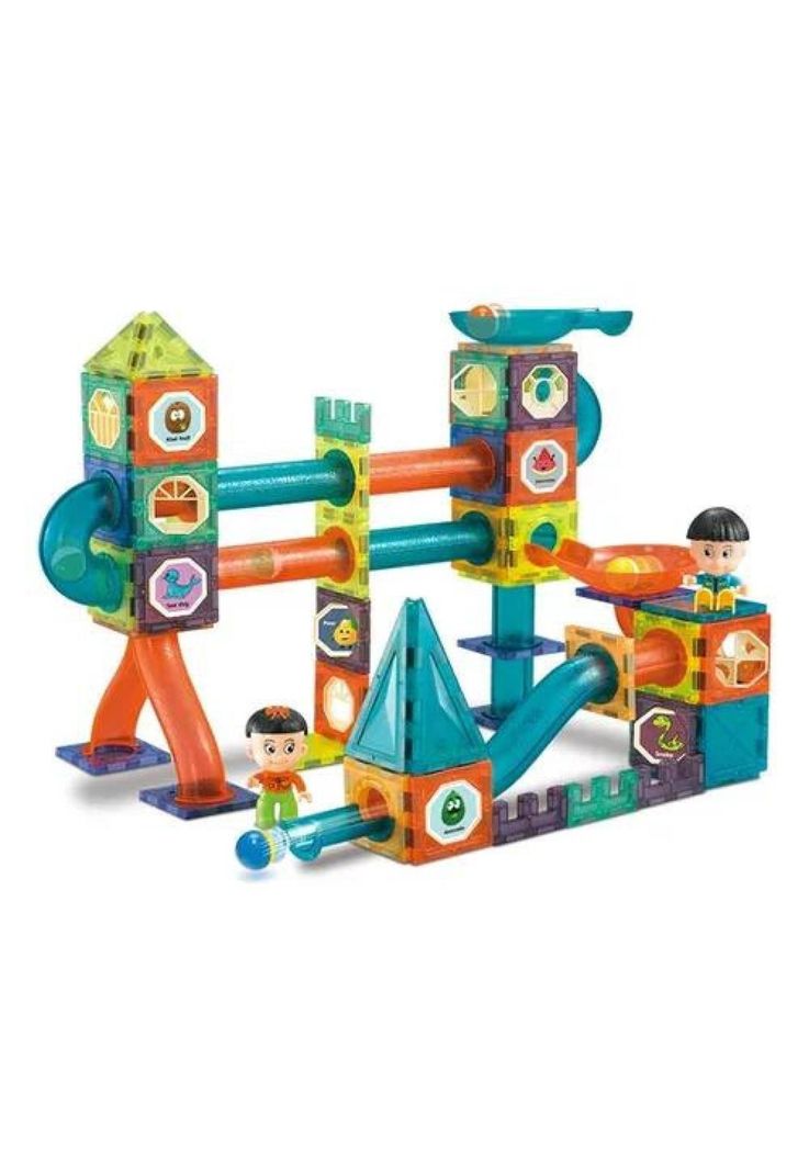 Bloque de construcción magnético con bola, 52 piezas multicolor-5