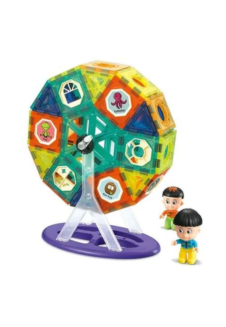 Bloque de construcción magnético con bola, 52 piezas multicolor-6