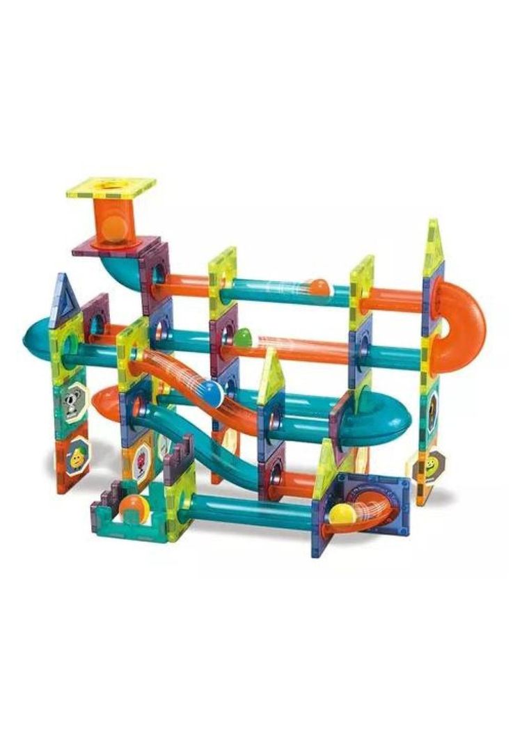 Bloque de construcción magnético con bola, 52 piezas multicolor-7