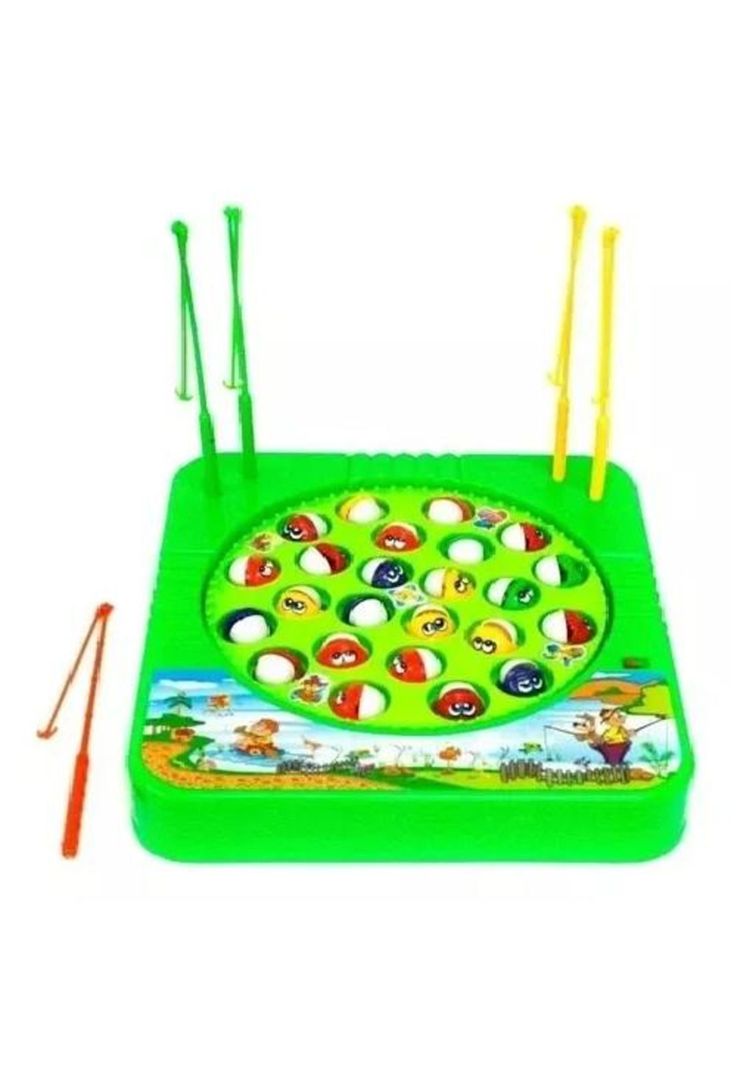 Juguete de pesca giratorio magnético electrónico para niños verde-1