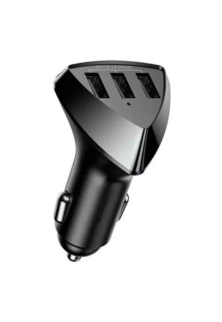 Cargador auto 3x USB 1.0A 4.2A carga rápida 12-24V vehículo negro-0