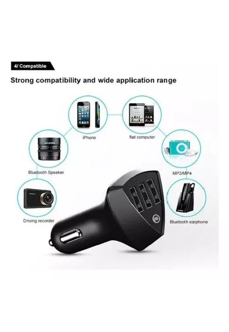 Cargador auto 3x USB 1.0A 4.2A carga rápida 12-24V vehículo negro-1