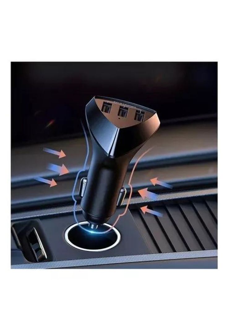 Cargador auto 3x USB 1.0A 4.2A carga rápida 12-24V vehículo negro-3