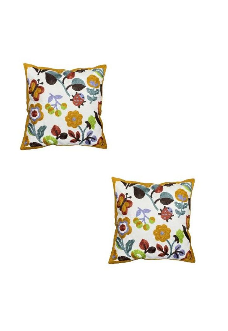 Pack de 4 Fundas para Cojines Sin Relleno con Diseños Bordados Multicolores-1