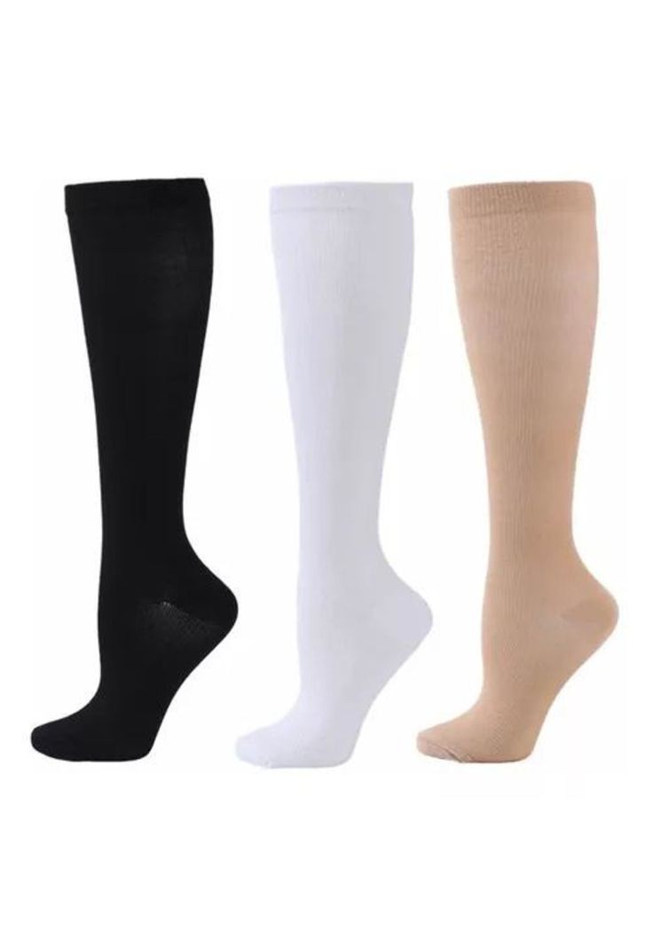 Medias de compresión U para varices y circulación, 3 unidades, color negro + blanco + nude-0